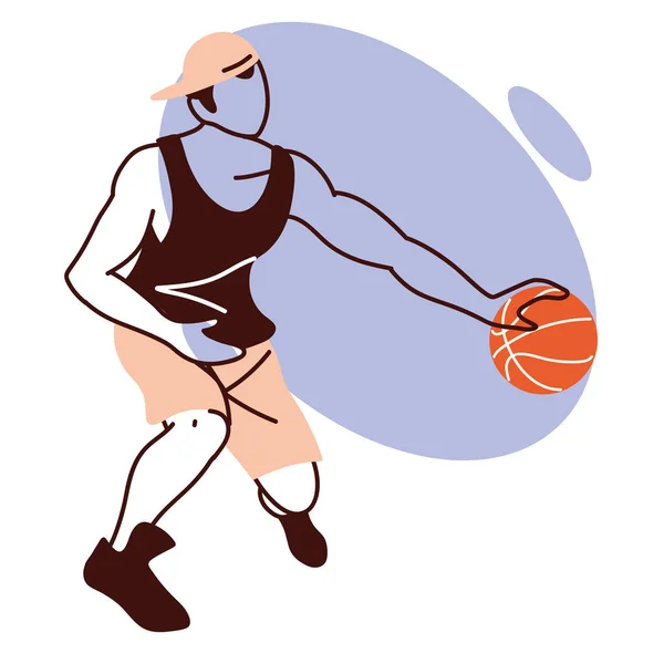 Jugador de baloncesto hombre con diseño de vector de pelota — Vector de stock