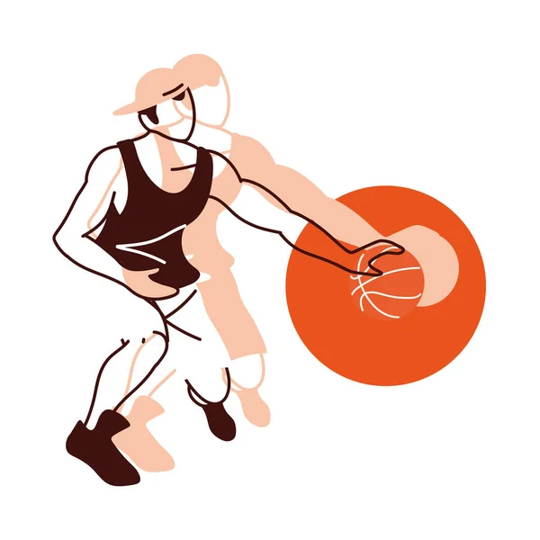 Jugador de baloncesto hombre con diseño de vector de pelota — Vector de stock