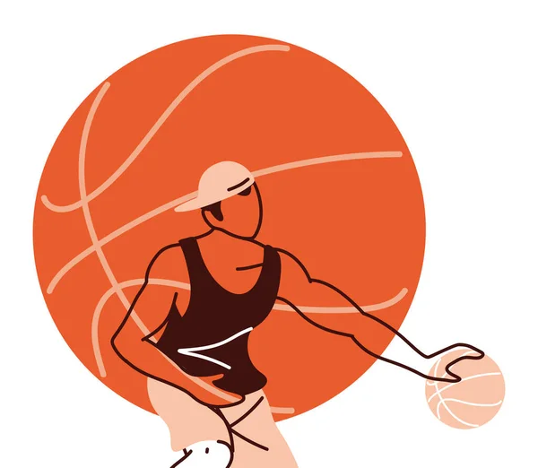 Jugador de baloncesto hombre con diseño de vector de pelota — Vector de stock