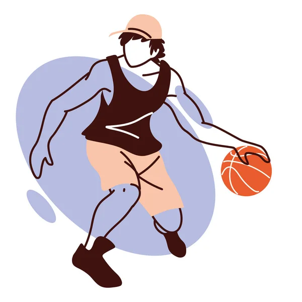 ボールベクトルデザインのバスケットボール選手の男 — ストックベクタ
