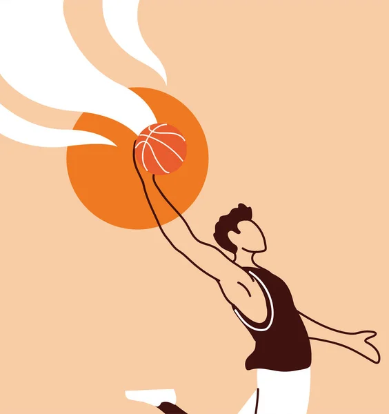 Jugador de baloncesto hombre con diseño de vector de salto de pelota — Archivo Imágenes Vectoriales