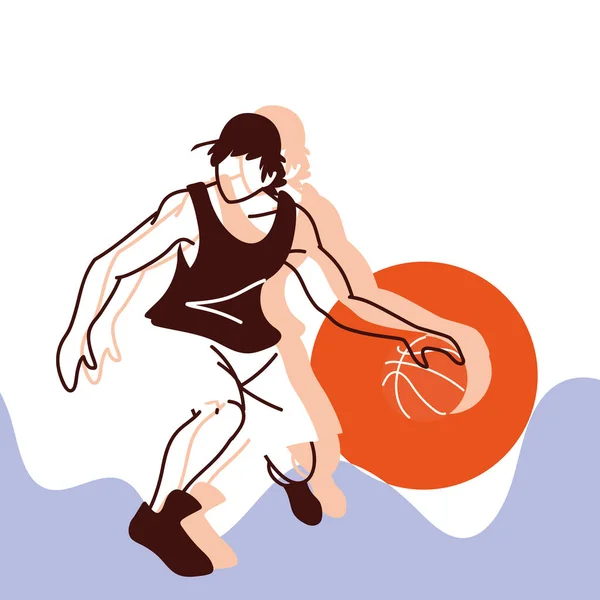 Jugador de baloncesto hombre con diseño de vector de pelota — Vector de stock