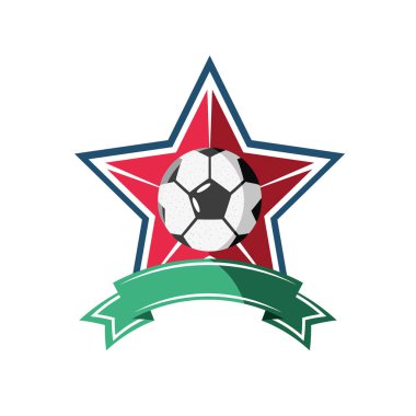 Kurdele detaylı biçim ikon vektör tasarımı ile yıldız üzerine futbol topu