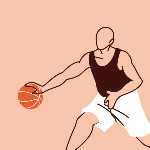 Jugador de baloncesto hombre con diseño de vector de pelota — Vector de stock