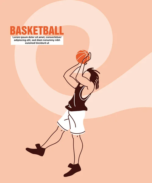 Basketballspieler Mann mit Ball springen Vektor-Design — Stockvektor