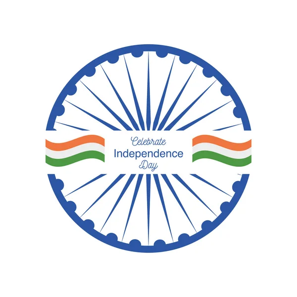 Ашока колесо счастливой независимости Индии день детальный стиль иконка векторный дизайн — стоковый вектор