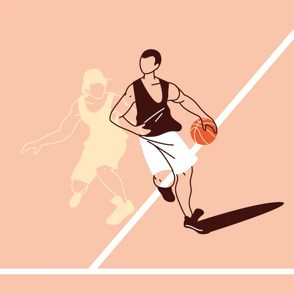 Basketbalspeler man met bal vector ontwerp — Stockvector