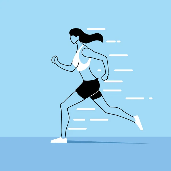 Mujer avatar corriendo diseño de vectores — Vector de stock