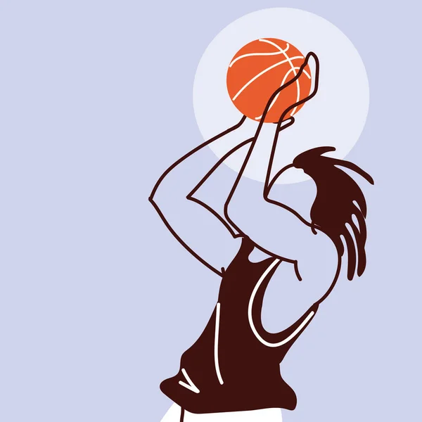 Giocatore di basket uomo con palla salto vettoriale design — Vettoriale Stock