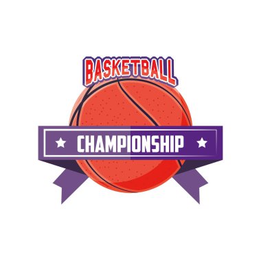 Basketbol kurdeleli top ayrıntılı stil ikon vektör tasarımı