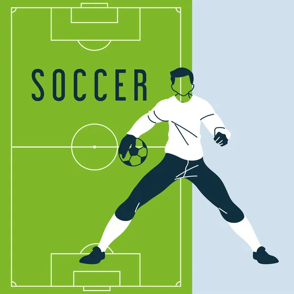 Fotboll målvakt med boll, mall — Stock vektor