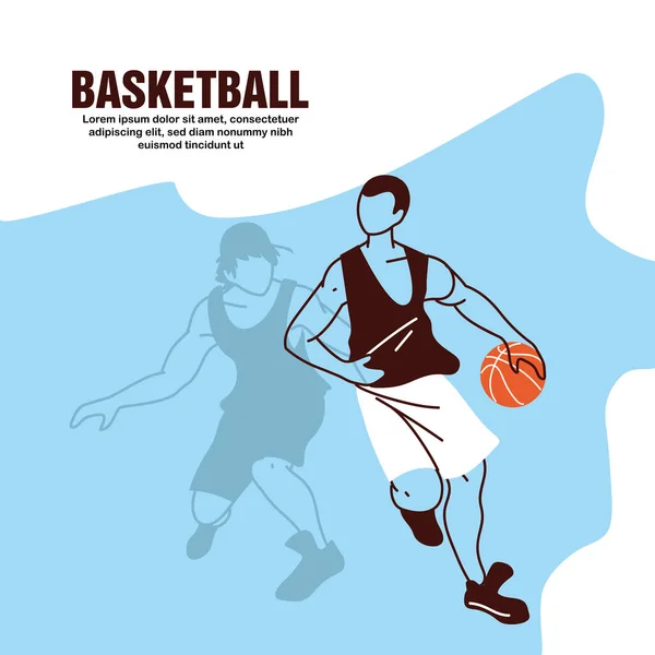 Basketbalspeler man met bal vector ontwerp — Stockvector