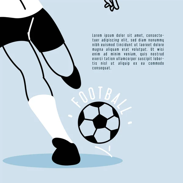 Futbolista corriendo con balón de fútbol, cartel — Vector de stock