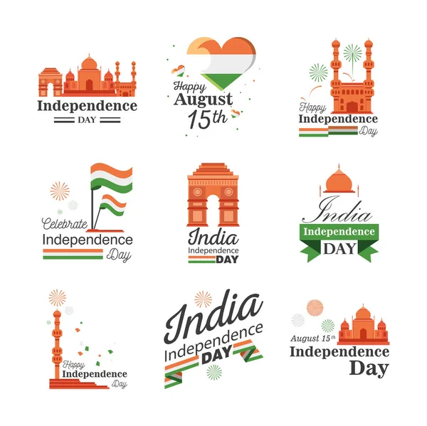 Ευτυχισμένη ινδική ημέρα ανεξαρτησίας εικονίδιο που λεπτομερές στυλ εικονίδιο διάνυσμα σχεδιασμό — Διανυσματικό Αρχείο