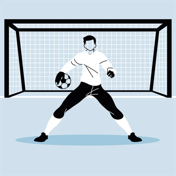 Soccer goalkeeper catching a ball — Stock Vector