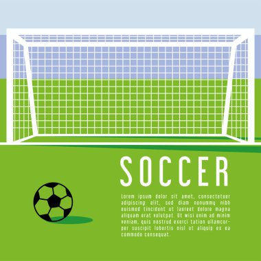 Futbol topu kale kapılarında futbol şampiyonası ya da turnuva şablonu posteri