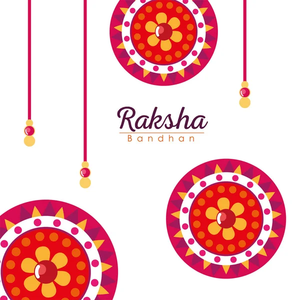 Raksha bandhan červená mandala květiny náramky vektor design — Stockový vektor