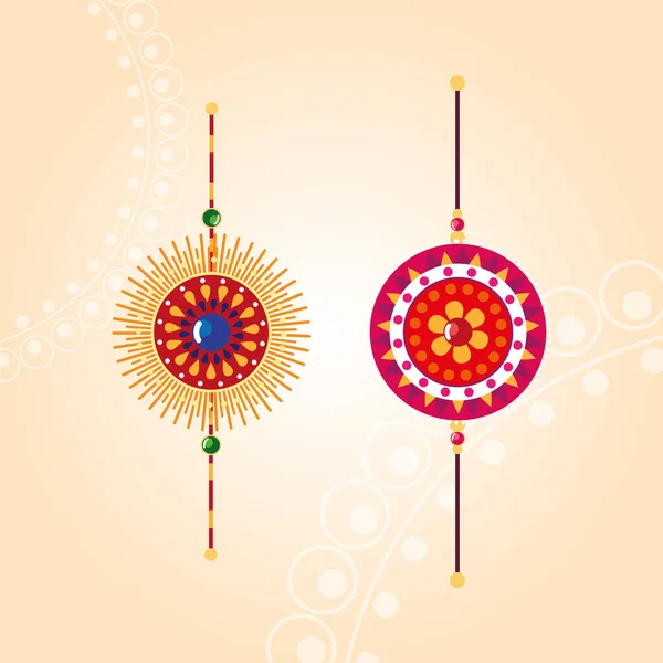 Raksha bandhan multicolor mandala flores pulseras vector de diseño — Archivo Imágenes Vectoriales