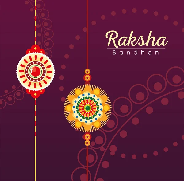 Raksha bandhan multicolor mandala flores pulseras vector de diseño — Archivo Imágenes Vectoriales