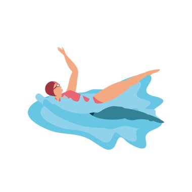 Beyaz arka planda yüzen kadın