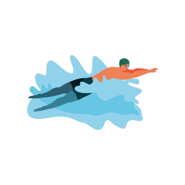 Beyaz arka planda yüzen adam