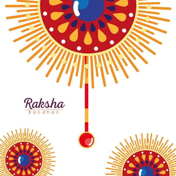 Raksha bandhan mandala rojo flores pulseras vector de diseño — Vector de stock