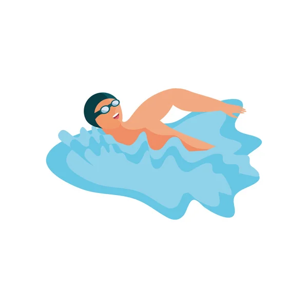 Hombre nadador sobre fondo blanco — Vector de stock