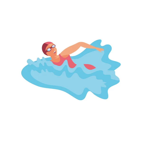 Swimming woman on white background — Stock Vector