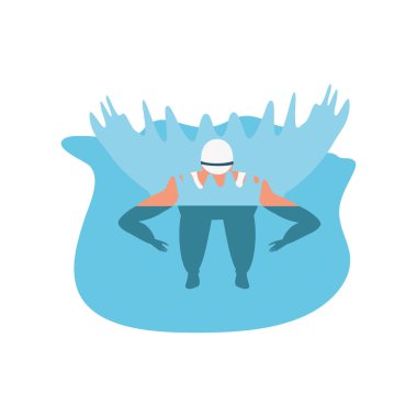 Beyaz arka planda yüzen kadın