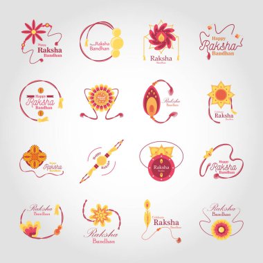Raksha bandhan bileklik ayrıntılı biçim simgesi set vektör tasarımı