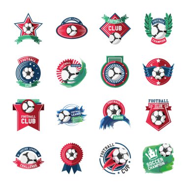 Futbol ve futbol kulübü stil ikonu set vektör tasarımını detaylandırdı