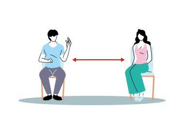 Kadın ve erkek vektör tasarımı arasındaki sosyal mesafe