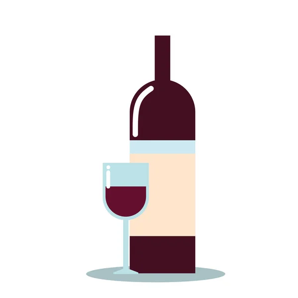 Botella de vino y taza de diseño vectorial — Vector de stock