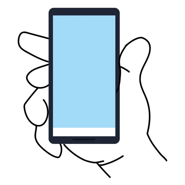 Mano con diseño de vector de teléfono inteligente — Vector de stock