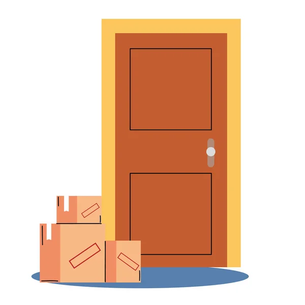 Delivery boxes at door vector design — Stock Vector