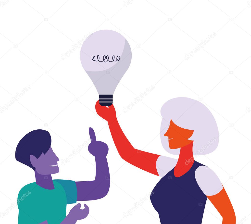 couple work with successful idea woman