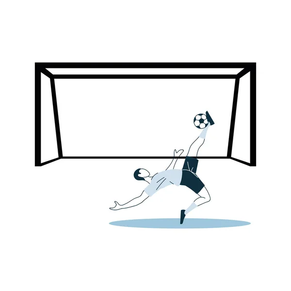 Joueur de football homme avec la conception de boule et de vecteur de but — Image vectorielle