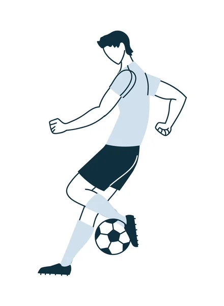 Fotbollsspelare man med bollen vektor design — Stock vektor