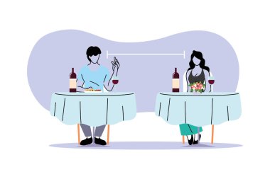 Restoran tablosu tasarımında kadın ve erkek arasındaki sosyal mesafe