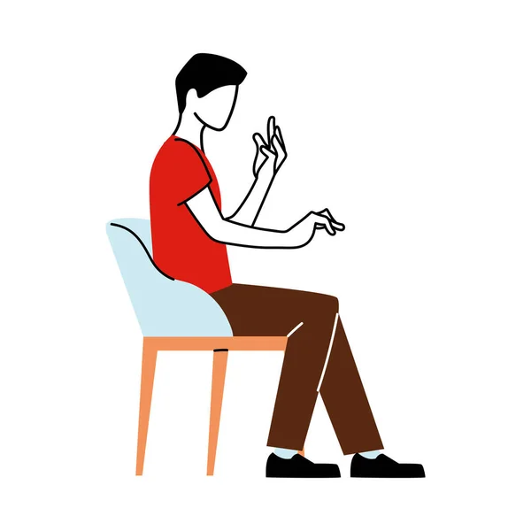 Avatar homme sur chaise design vectoriel — Image vectorielle