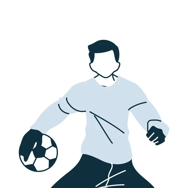 Gardien de but de football joueur homme avec la conception de vecteur de balle — Image vectorielle