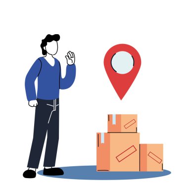 Kutuları ve GPS işaretli vektör tasarımı olan istemci