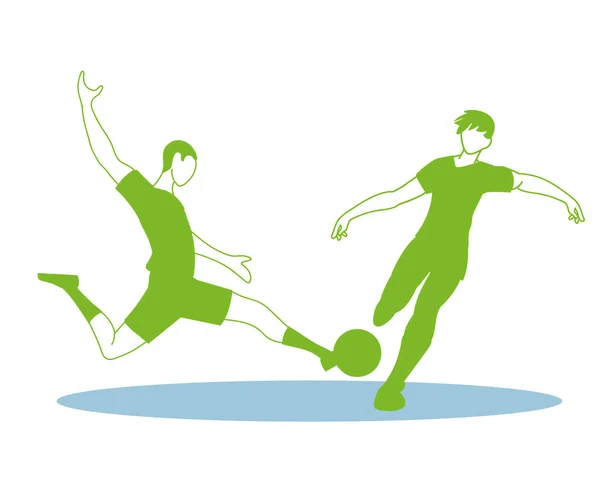 Joueurs de football hommes avec conception vectorielle de balle — Image vectorielle