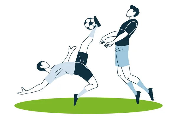 Jugadores de fútbol hombres con diseño de vectores de pelota — Archivo Imágenes Vectoriales