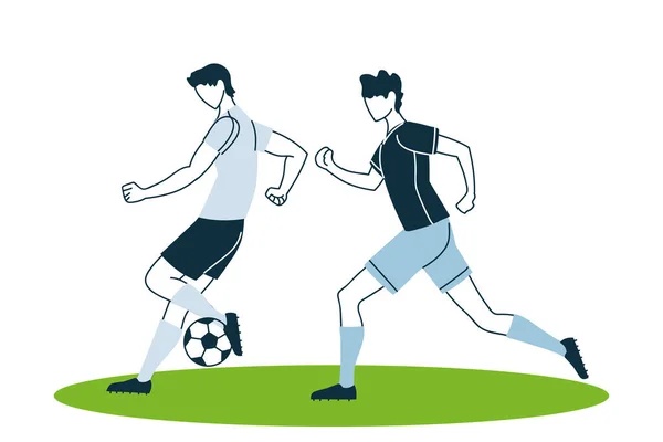 Jugadores de fútbol hombres con diseño de vectores de pelota — Archivo Imágenes Vectoriales