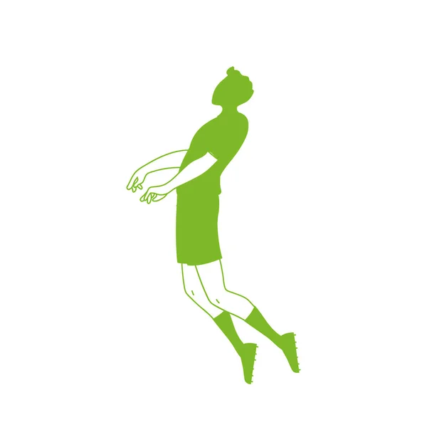 Joueur de football homme avec uniforme en conception vectorielle de position aérodynamique — Image vectorielle