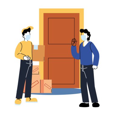 Maskeli ve kutulu servis elemanı dış kapı vektör tasarımı