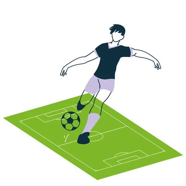 Fotbollsspelare man med boll på domstol vektor design — Stock vektor