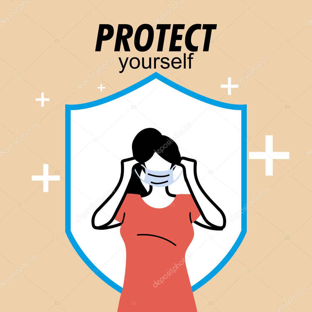 woman with mask protecting himself virus