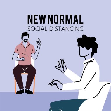 Erkeklerin vektör tasarımı arasındaki sosyal uzaklık